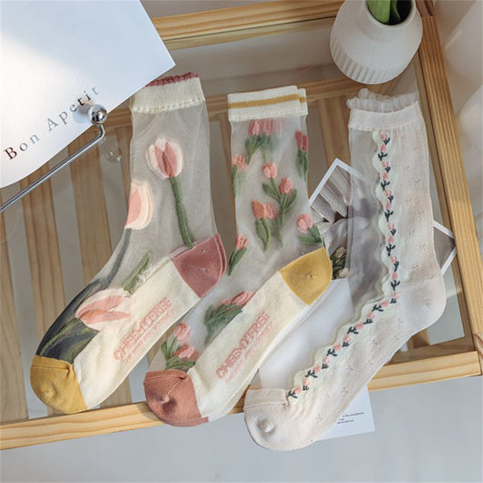 Calcetines de Seda para Mujer Tulip Fairy - Cristal Transparente y Elegante - Image 10