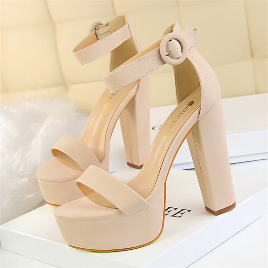 Sandalias de Tacón Alto Grueso para Desfile - Zapatos de Pasarela Profesionales