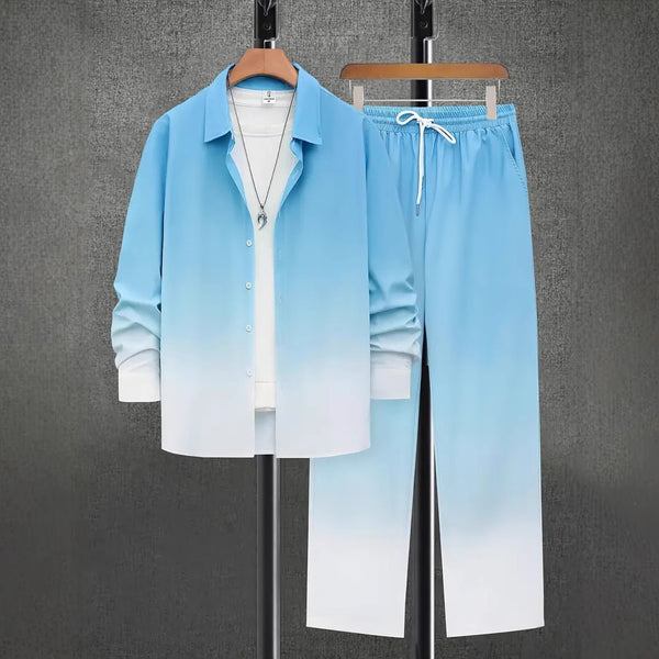 Conjunto Degradado de Color - Camisa y Pantalón de Manga Larga