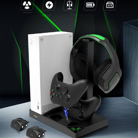 Base Enfriadora Xbox Series S con Cargador Dual de Baterías y Soporte para Audífonos