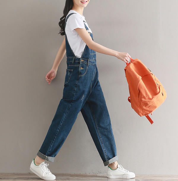 Macaquinho Jeans Feminino - Macacão Jardineira Casual