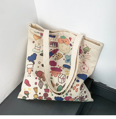 Bolsa de Lona Grande con Estampados Adorables - Capacidad Máxima - Image 17