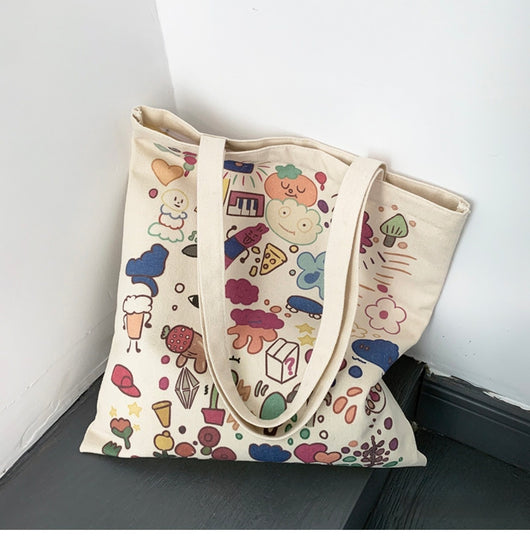 Bolsa de Lona Grande con Estampados Adorables - Capacidad Máxima - Image 17