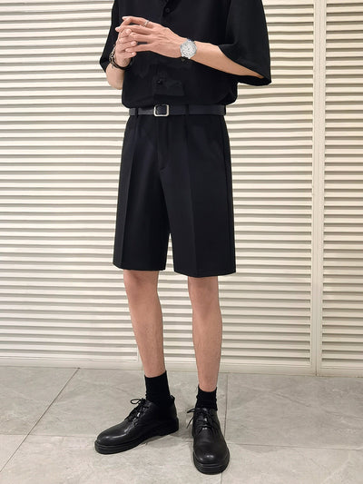 Pantalones Casuales Holgados de Cinco Puntos en Colores Sólidos para Hombre