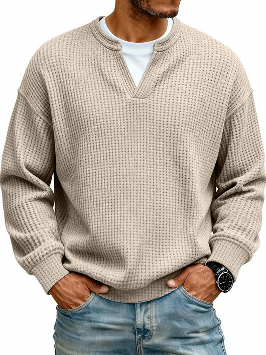 Sudadera Texturizada Cuello V para Hombre - Manga Larga Casual Versátil - Image 14