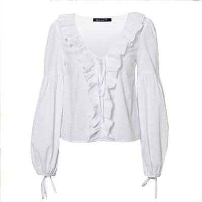 Blusa Suelta con Volantes y Manga Larga Versátil - Image 10