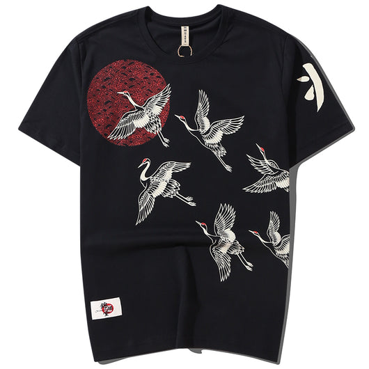 Playera Étnica Corta Estampado Grúa - Image 7
