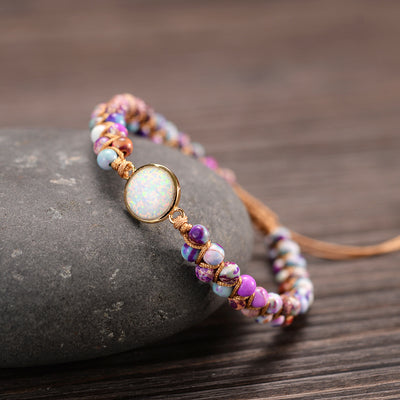 Pulsera Tejida a Mano con Amatista y Ópalo - Image 4