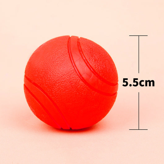 Red rubber pet toy ball with a textured surface and grooves, measuring 6.5cm in diameter. - Image 15