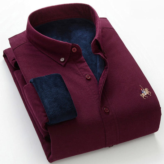 Camisa Térmica Hombre Oxford Gruesa con Forro de Lana - Image 17