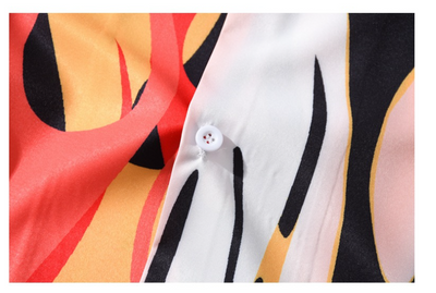 Camisa Estampada Flame Personalidad Americana de Manga Corta para Hombre - Image 10