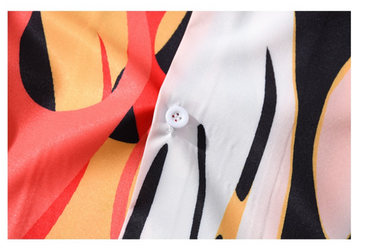 Camisa Estampada Flame Personalidad Americana de Manga Corta para Hombre - Image 10