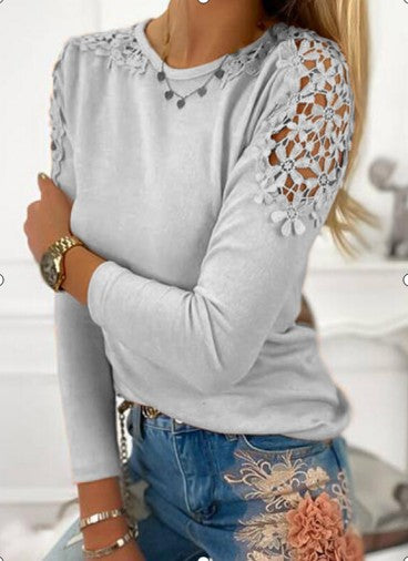 Blusa Manga Larga Ajustada con Encaje Calado - Image 7