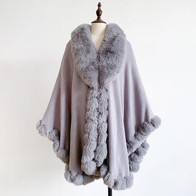 Capa Poncho Oversize con Cuello de Pelaje Irregular - Image 27