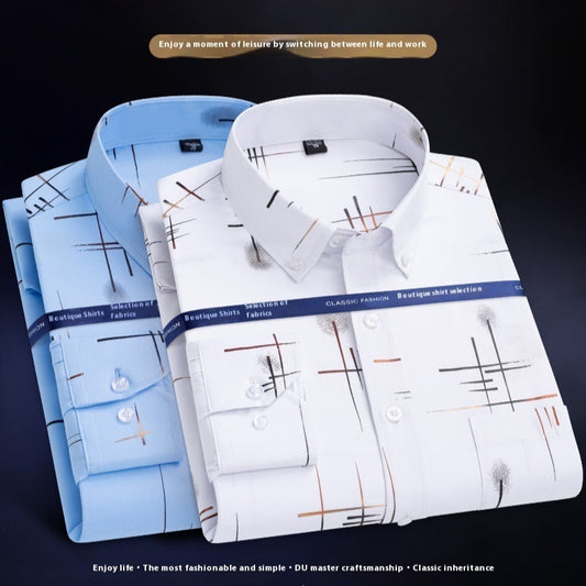 Camisa Casual Antimanchas para Hombre Maduro - Patrón Cuadros Bronce sin Planchado