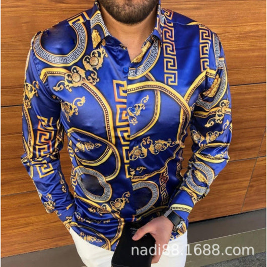 Camisa Casual de Manga Larga con Estampado para Hombre - Image 9
