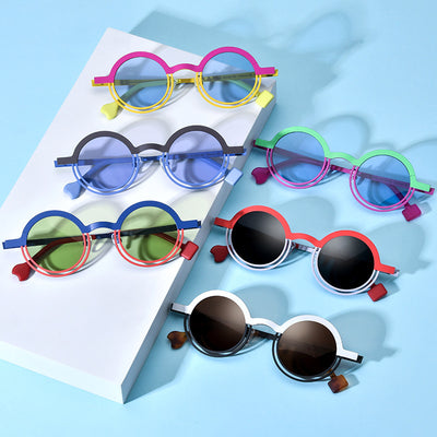 Gafas de Sol Unisex Titanio Puro con Diseño Redondo y Colores Vibrantes