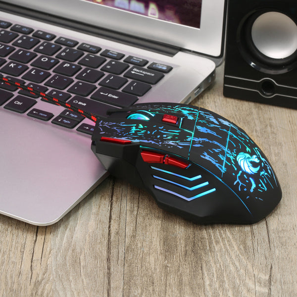 Ratón Gaming Luminoso con Efecto Agua Fractal - Conexión Alámbrica