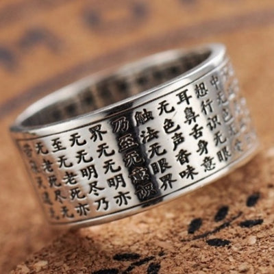 Anillo Plateado en Plata S925 para Hombre con Sutra del Corazón - Image 3