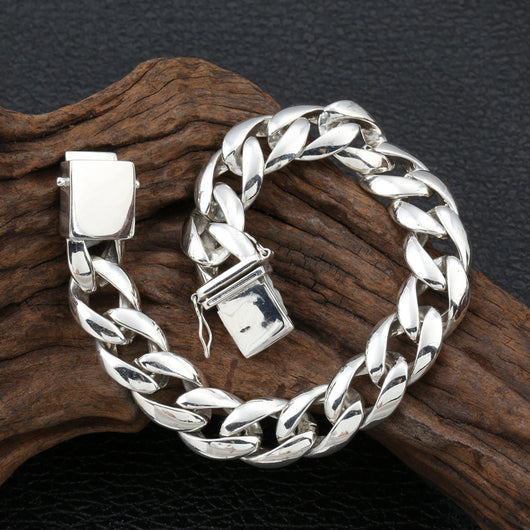 Pulsera de Plata Esterlina 925 Estilo Coreano Gruesa Brillante Personalidad - Image 4