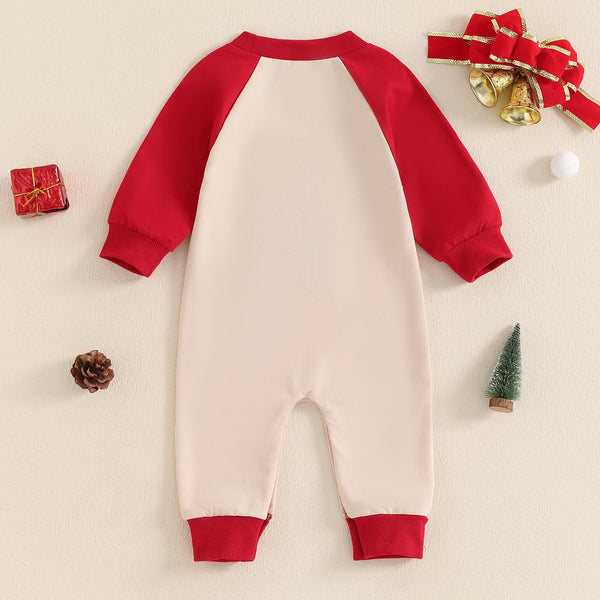 Mameluco Navideño Estilo Occidental para Bebé con Bordados y Combinación de Colores