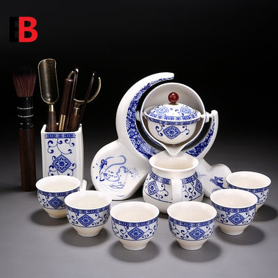 Juego de Tetera y Tazas de Cerámica Azul y Blanco - Image 12