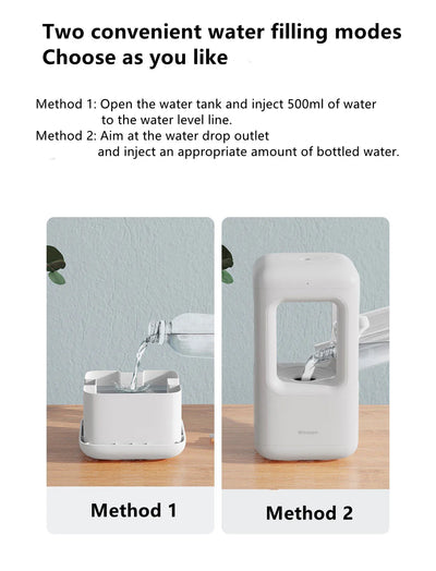 White anti-gravity water drop humidifier with visible mist output and 'Winben' brand name, on a white stand. - Image 14