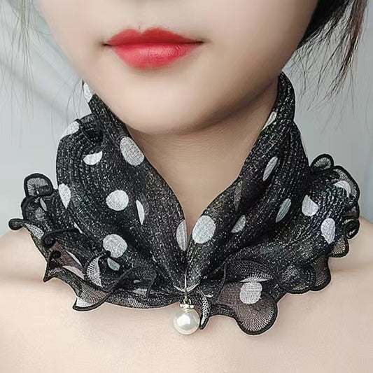 Pañuelo de Seda Decorativo Estampado con Encaje - Accesorio Elegante Versátil - Image 2