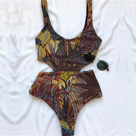 Traje de Baño Enterizo Estampado Selva Tropical
