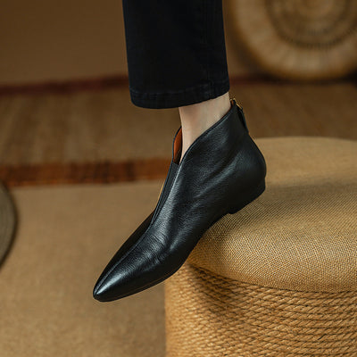 Botines Retro de Cuero con Tacón Bajo y Cierre Trasero - Image 4