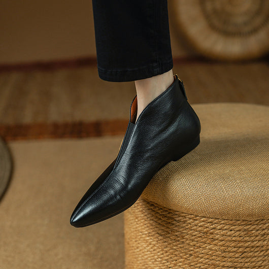 Botines Retro de Cuero con Tacón Bajo y Cierre Trasero - Image 4