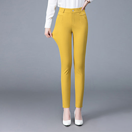 Pantalones Casuales Coreanos Cintura Alta Elásticos Ajustados Efecto Adelgazante - Image 7