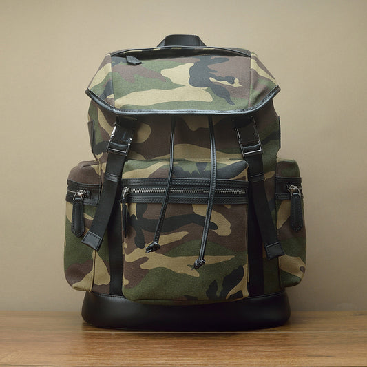 Mochila Táctica Camuflaje en Lona y Cuero
