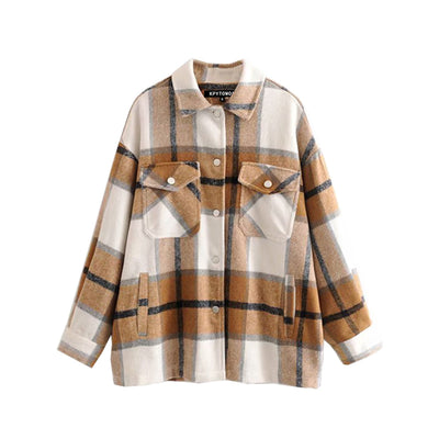 Chaqueta Camisa Cuadros para Mujer - Casual y Versátil - Image 4