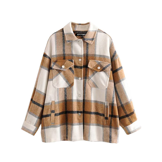 Chaqueta Camisa Cuadros para Mujer - Casual y Versátil - Image 4