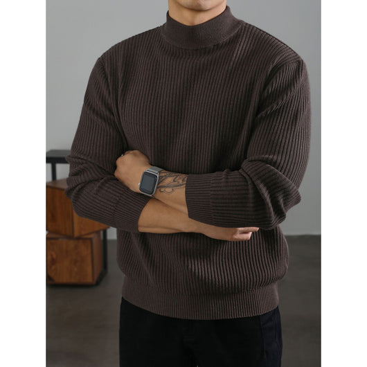 Suéter Cuello Tortuga Coreano para Hombre con Rayas Verticales - Image 4