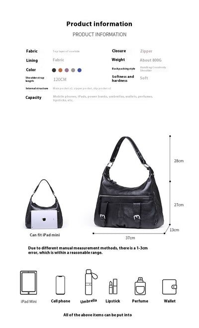 Bolsa Mensajera de Cuero Premium con Pliegues - Gran Capacidad para Mujer - Image 11