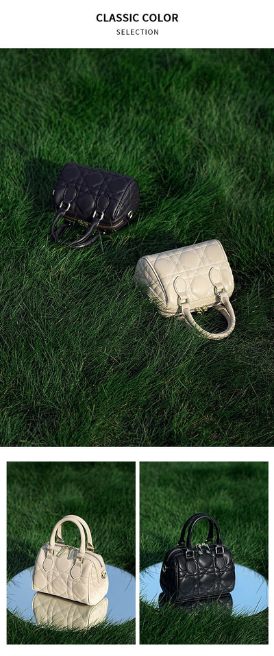 Bolso Mensajero Boston de Cuero Genuino con Diseño Rombo - Image 10
