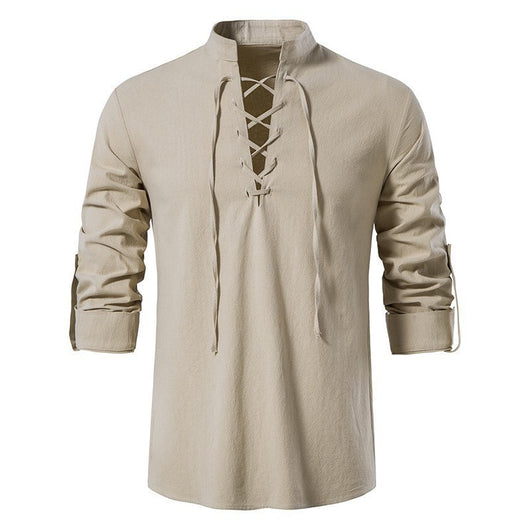 Camisa Cuello Mao Manga Larga Algodón y Lino - Image 4