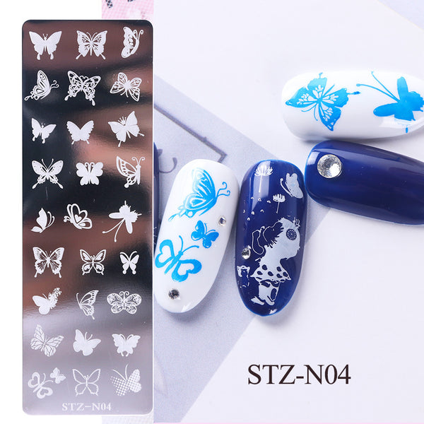 Placa de Acero Estampada para Uñas - Diseño Largo y Preciso