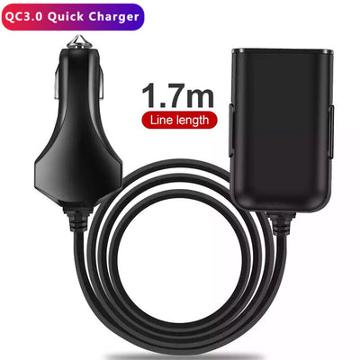 Cargador Rápido 12A de 4 Puertos USB con Cable Incluido