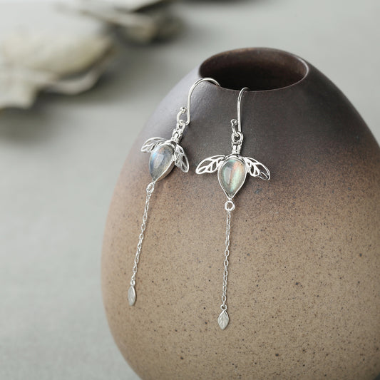 Aretes Piedra Lunar Tremella Versión Coreana para Mujer - Image 2