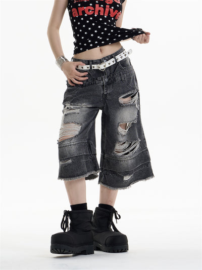 Shorts Denim Rotos Cintura Alta Sueltos para Mujer - Image 18