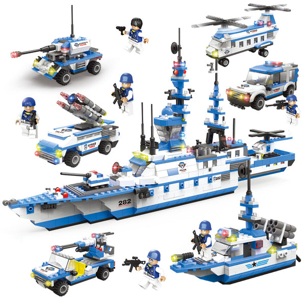 Bloques de Construcción Portaaviones Militar Policía para Niños
