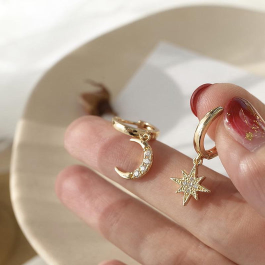 Aretes Estrella Luna Diamante - Diseño Versátil y Personalizado - Image 3