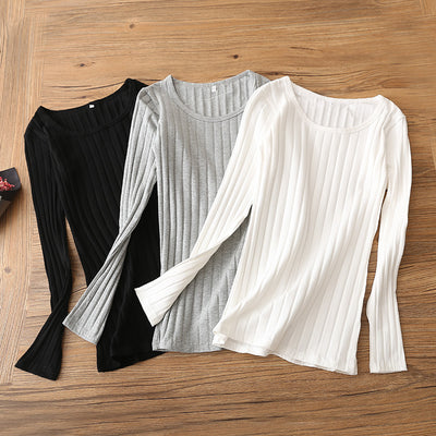 Blusa Básica de Algodón Puro con Mangas Largas para Mujer - Image 12