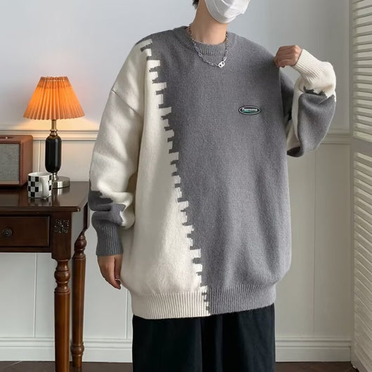 Suéter Hombre Cuello Redondo Diseño Contrastado Moderno