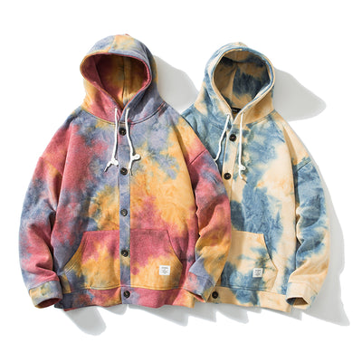 Chamarra Hoodie Tie-Dye Flores Japonesas para Hombre