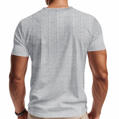 Camiseta Hombre Bambú Lino Artificial Suelta Transpirable Cuello V Manga Corta - Image 16