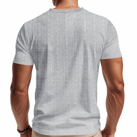 Camiseta Hombre Bambú Lino Artificial Suelta Transpirable Cuello V Manga Corta - Image 16